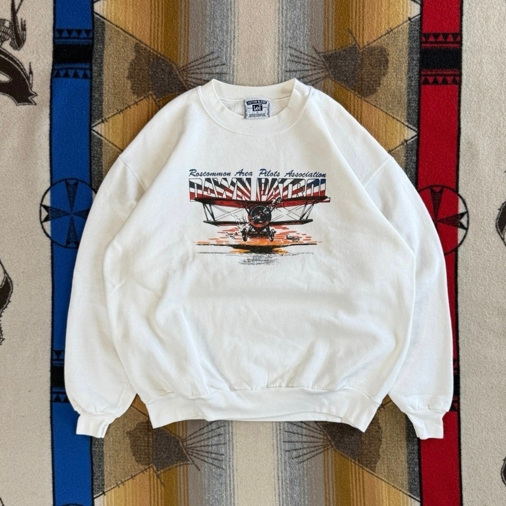Vintage 90s Pilots Association Dawn Patrol Crewneck Sweatshirt Size Large Planes